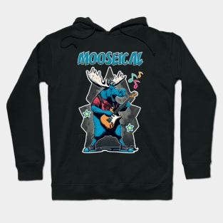 Mooseical - Rock N Roll Moose with a Electric Guitar Hoodie